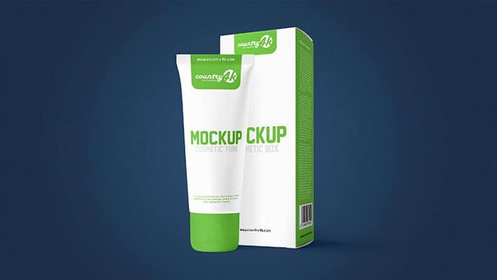 Free MockUp for Cosmetic Tube and Box