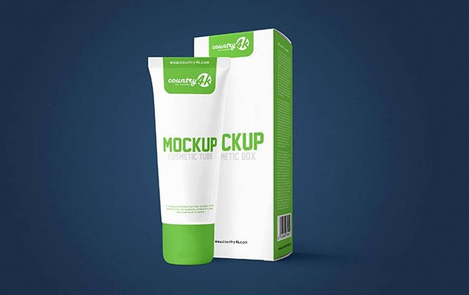 Free MockUp for Cosmetic Tube and Box