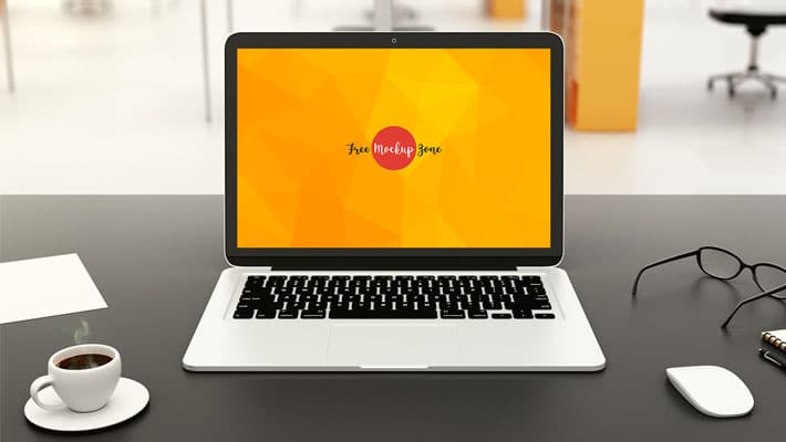 Free Modern Workplace Laptop Mockup