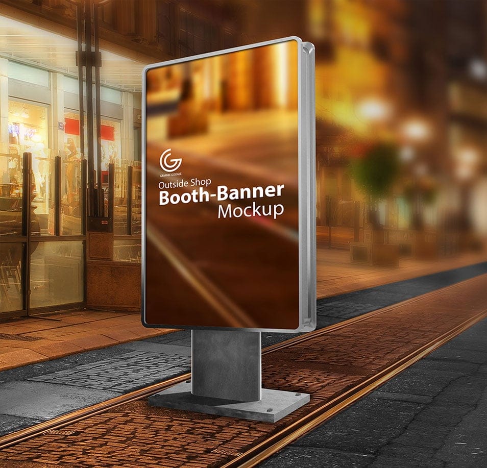 Free Outside Shop Booth-Banner Mockup