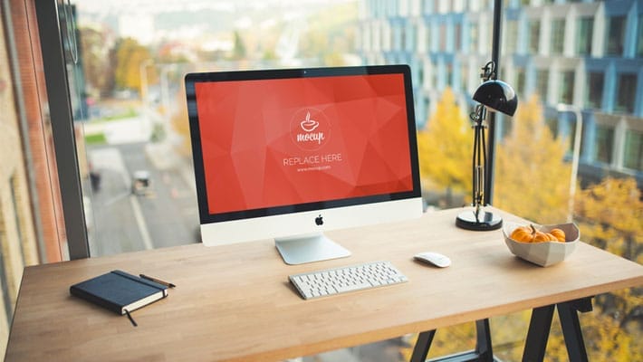 Free PSD Mockup iMac Business office