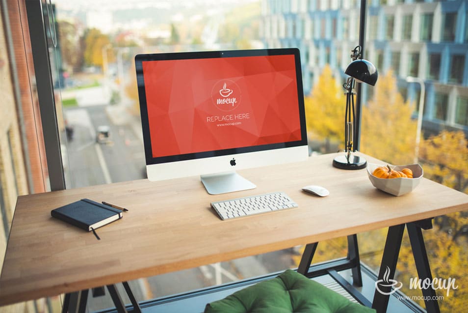 Free PSD Mockup iMac Business office