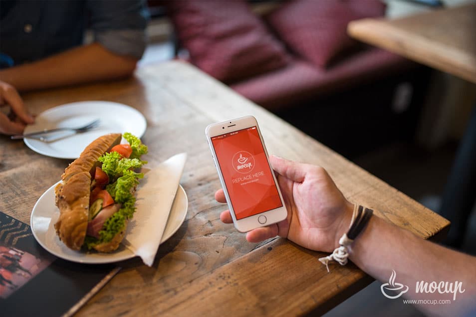 Free PSD Mockup iPhone 6 Breakfast