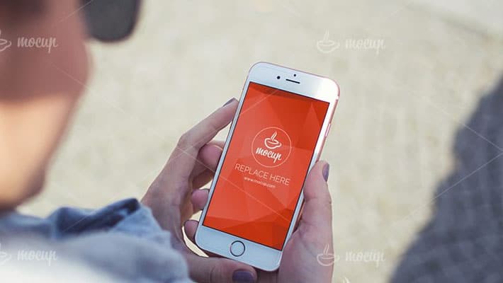 Free PSD Mockup iPhone 6 Pink Lady