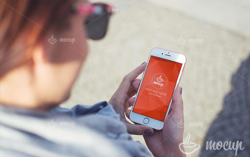 Free PSD Mockup iPhone 6 Pink Lady