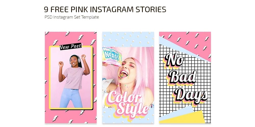 Free Pink Instagram Stories Templates PSD