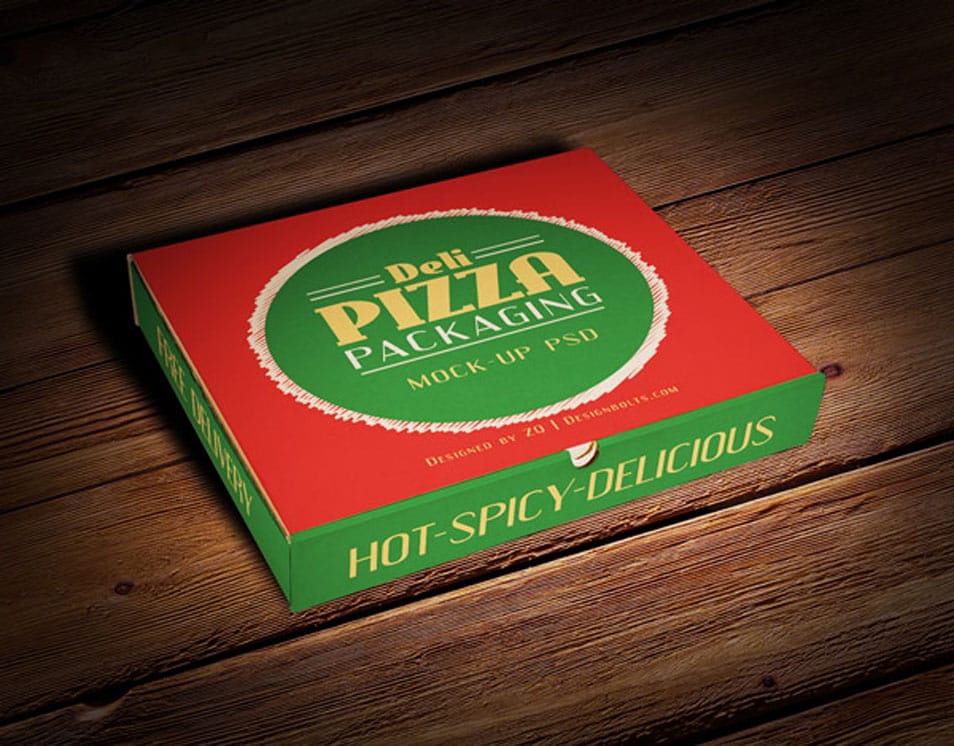 Free Pizza Box Packaging Mock-up
