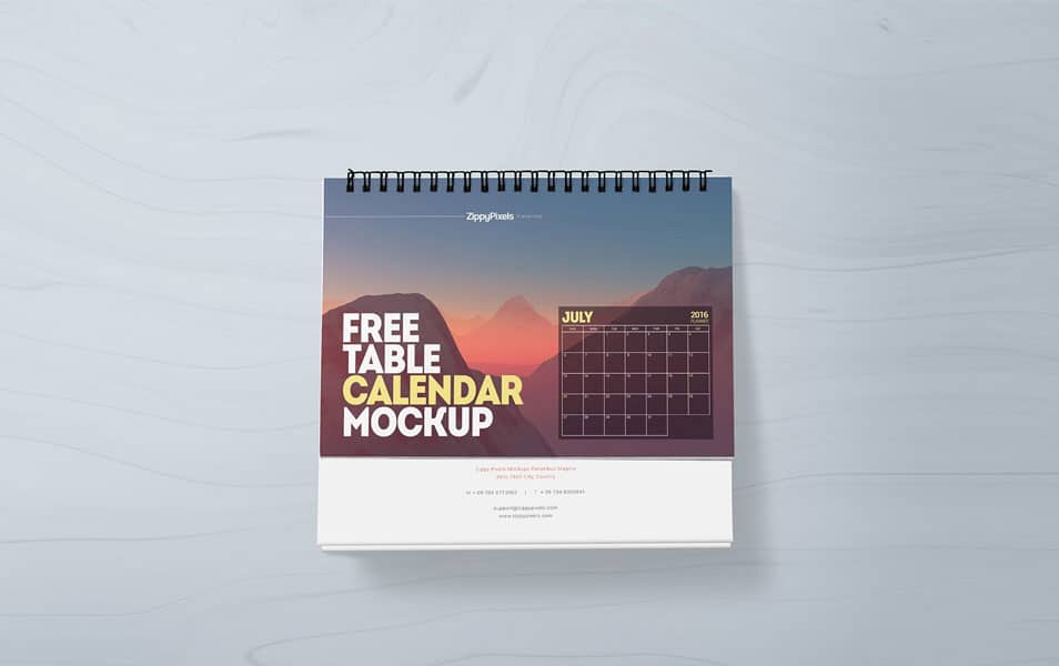 Free Table Calendar Mockup