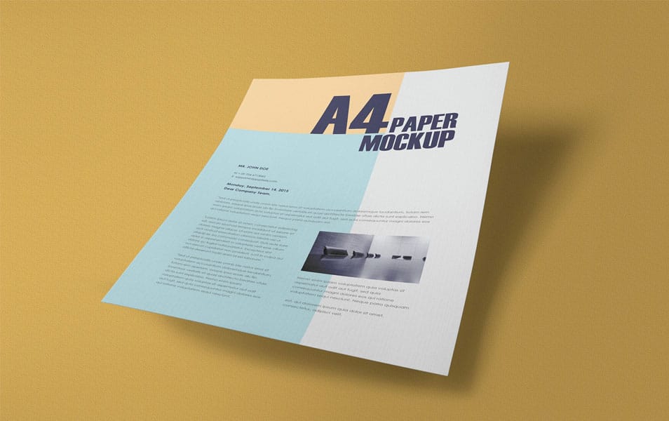 Free Textured A4 Paper Mockup PSD