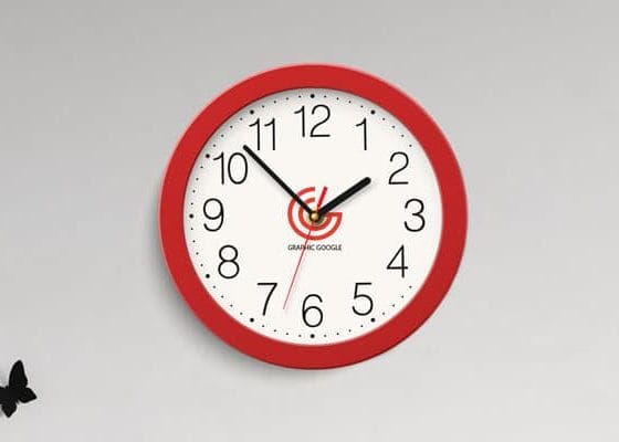 Free Wall Clock Logo Branding Mockup