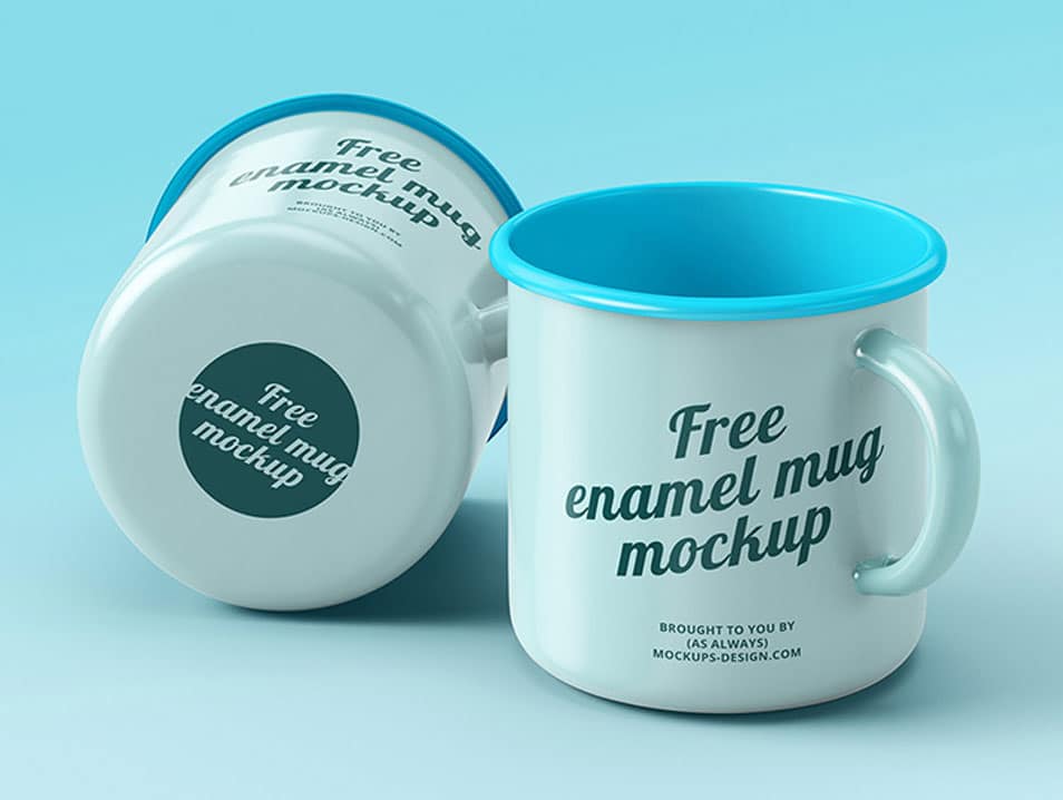 Free Enamel Mugs Mockup