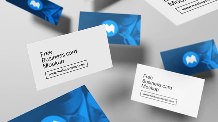 Free Flying Business Cards Mockup