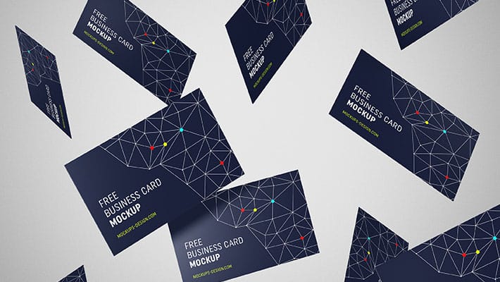 Free Flying Business Cards Mockup