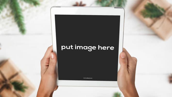 Free iPad Mockup White Christmas PSD