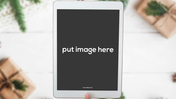 Free iPad Tablet Mockup White Christmas PSD
