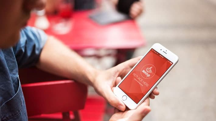 Free iPhone 6 Mockup Street Cafe