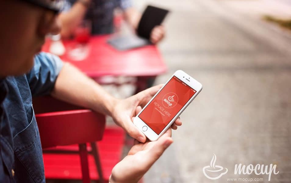 Free iPhone 6 Mockup Street Cafe