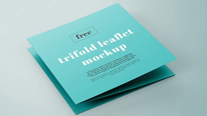 Free Trifold Square Leaflet Mockup