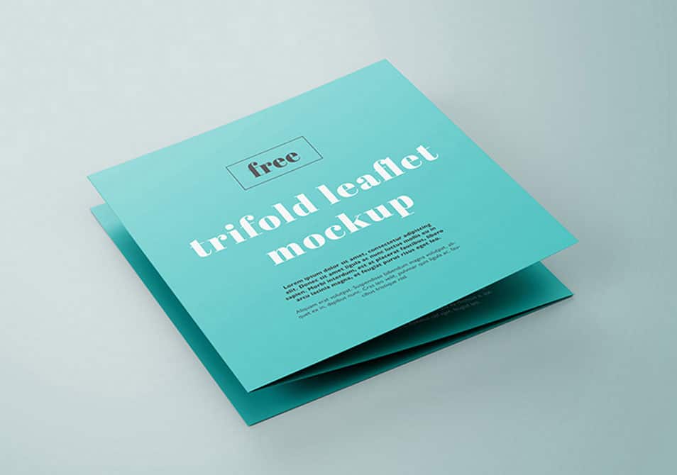 Free Trifold Square Leaflet Mockup