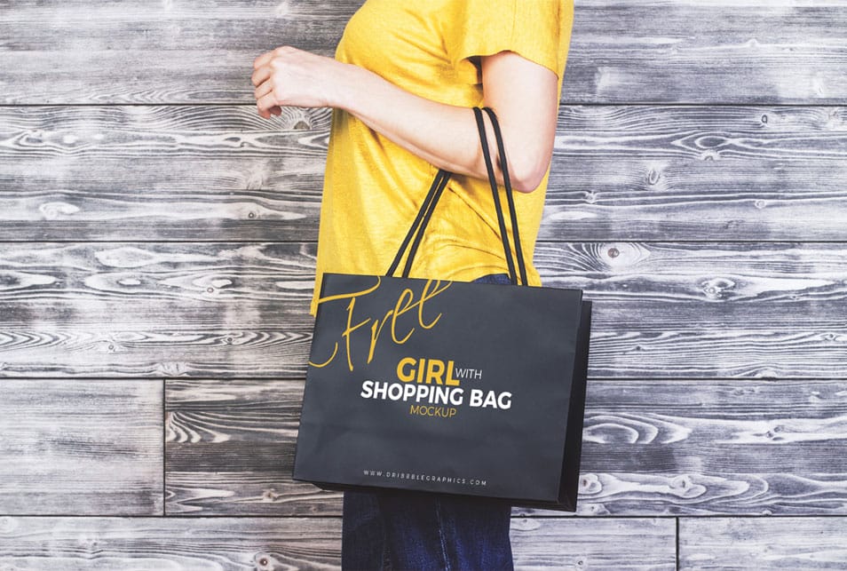 Girl With Shopping Bag MockUp