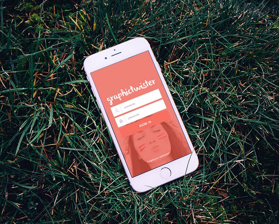 Gold iPhone 6 MockUp On Grass