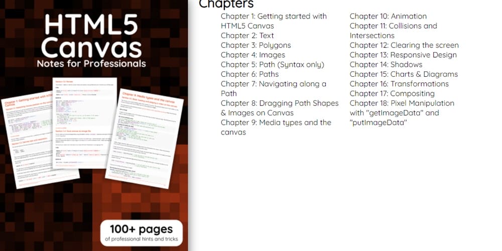 Essential HTML & CSS books (free e- books) 18 HTML5 Canvas Notes for Professionals Book