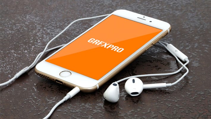 iPhone 6s with Ear-Phone Mockup