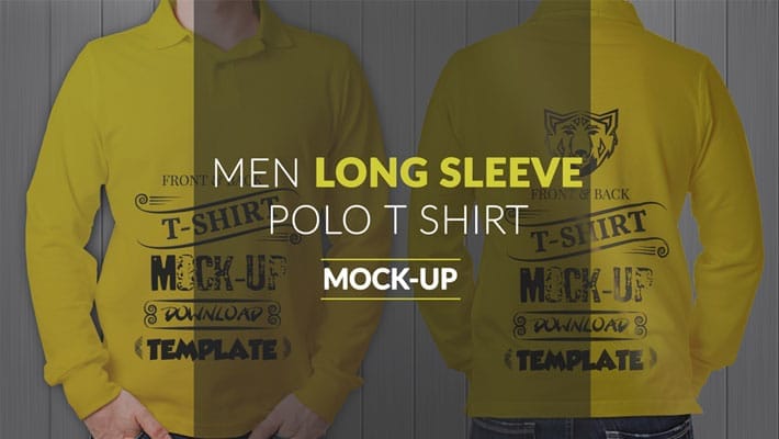 Long Sleeve Men Polo Shirt Mock up PSD