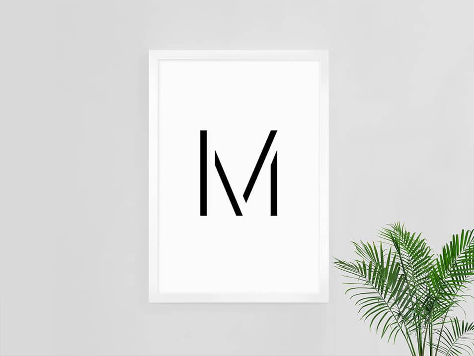 M Poster Mockup with Palm Tree Interior