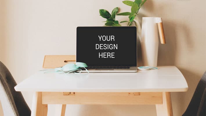Macbook On Table Mockup