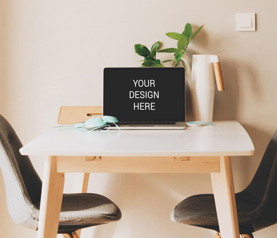 Macbook On Table Mockup