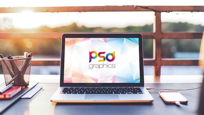 Macbook Pro Outdoor Mockup Free PSD