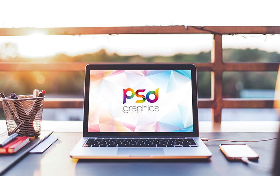 Macbook Pro Outdoor Mockup Free PSD
