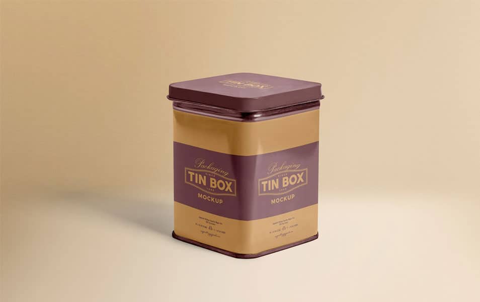 Metallic Box Packaging Mockup PSD