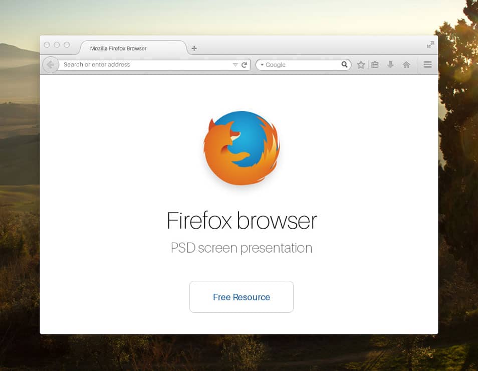 New Firefox Browser PSD Mockup