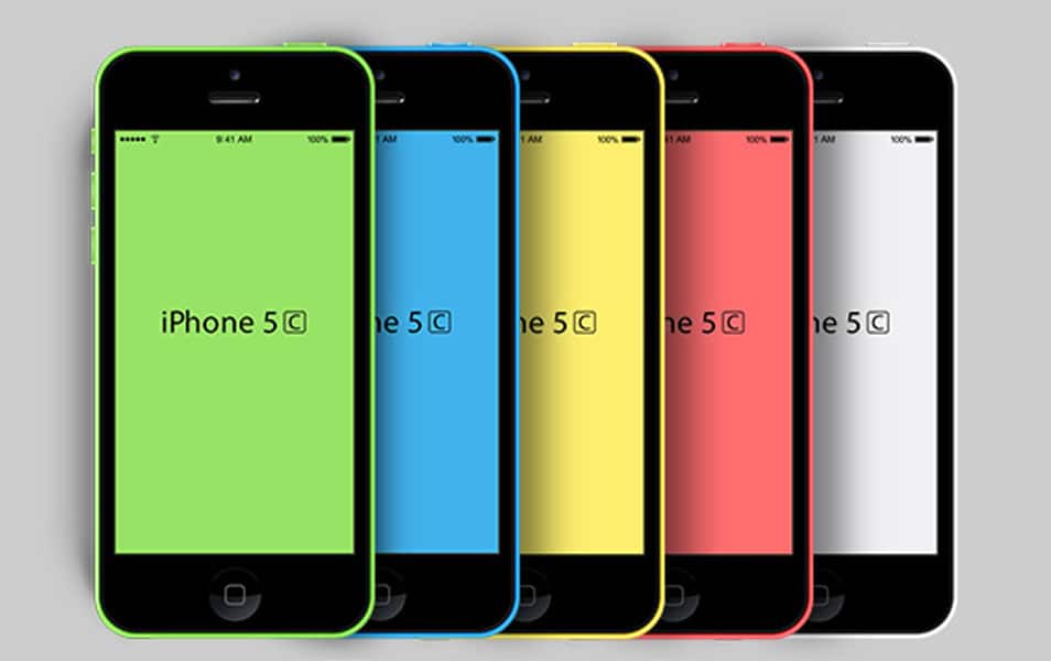 New iPhone 5C PSD Mockup