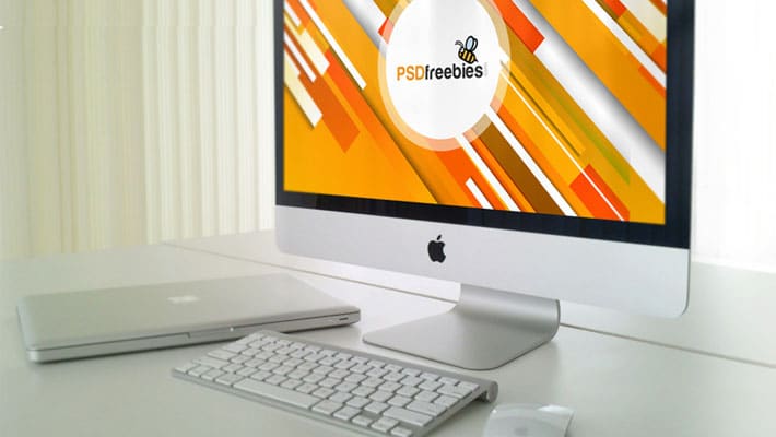 Office iMac Workstation PSD Mockup