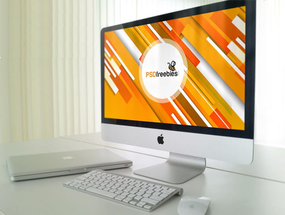 Office iMac Workstation PSD Mockup
