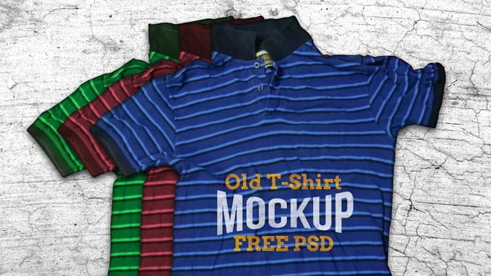 Old Crumpled T-Shirt Mockup PSD