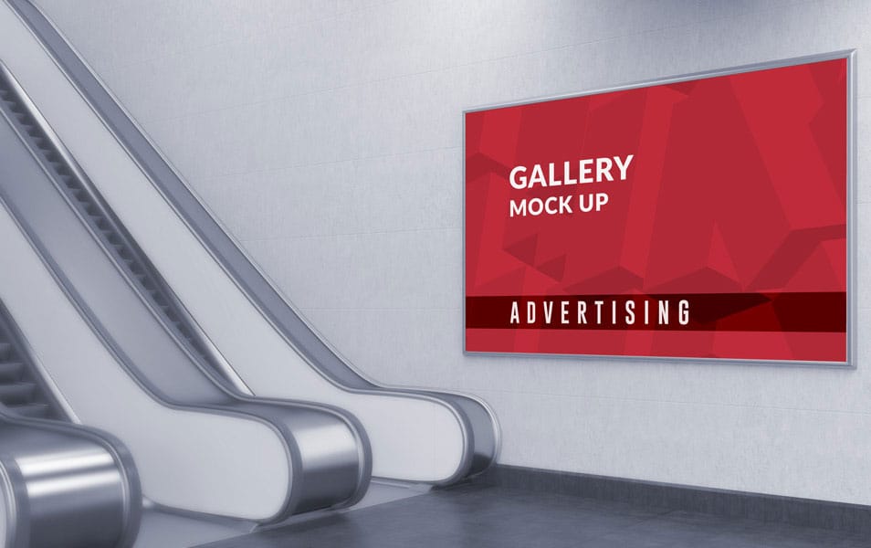 Photo realistic Horizontal Advertising Gallery Mockup