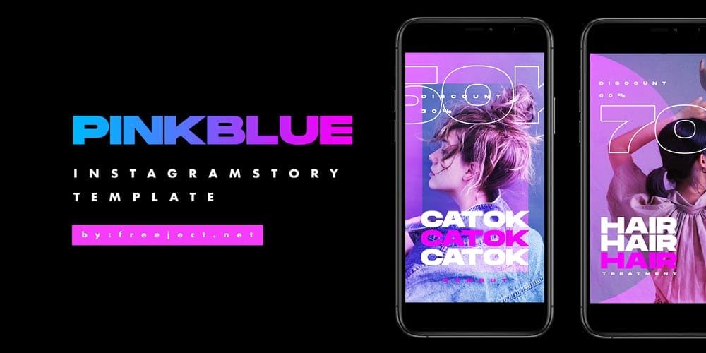 Pink Blue Instagram Story Photoshop Template