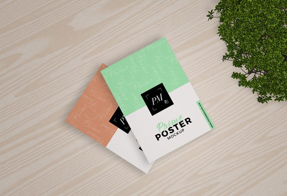 Prime Posters Mockup With Wooden Floor