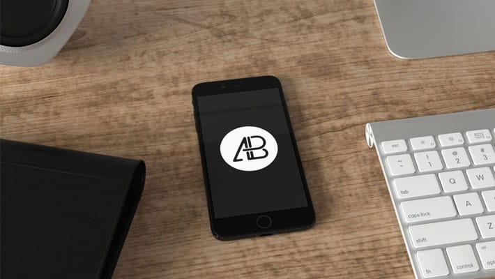 Realistic Jet Black iPhone 7 Plus Mockup