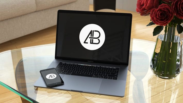 Realistic Space Gray Macbook Pro Mockup