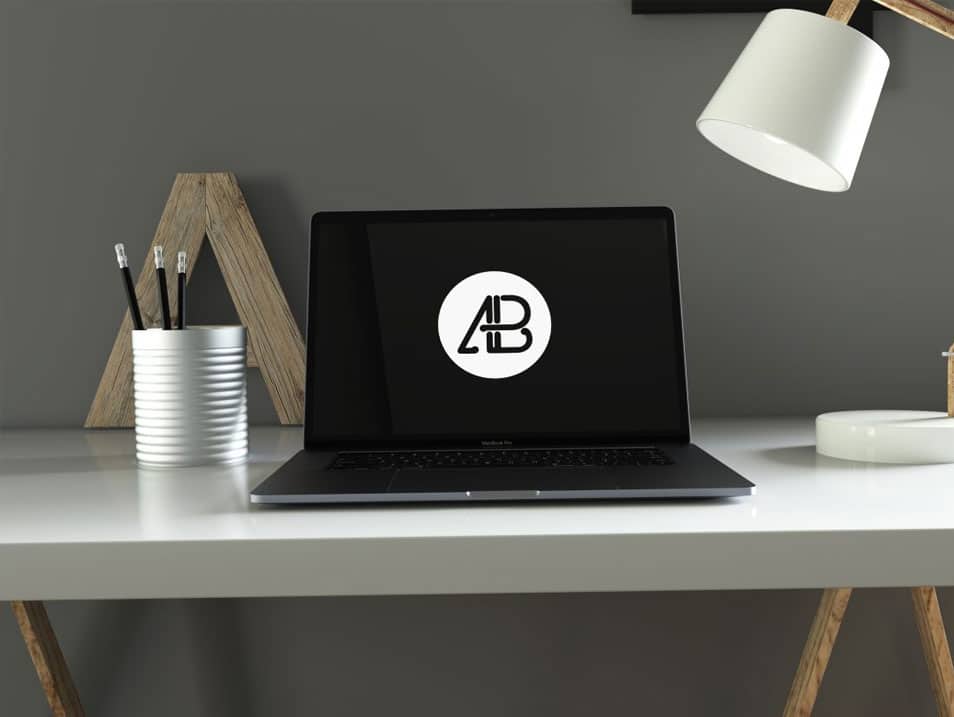 Realistic Space Gray Macbook Pro Mockup