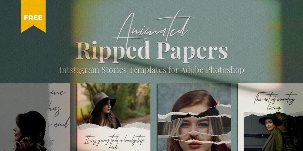Ripped Paper Instagram Stories Template PSD