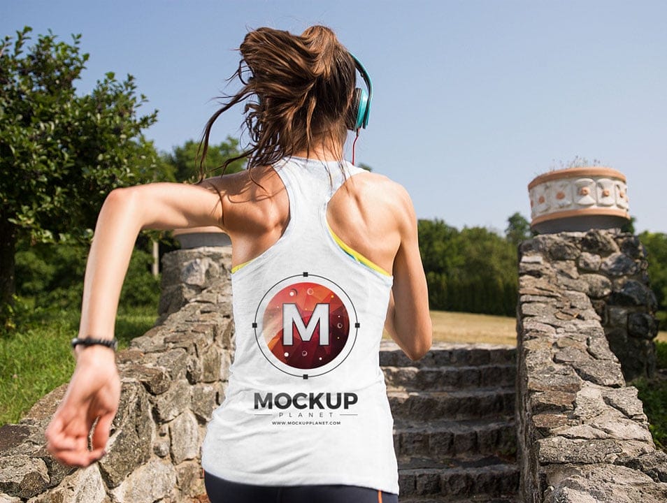 Running Girl Tank Top Backside Mockup For Logo Branding