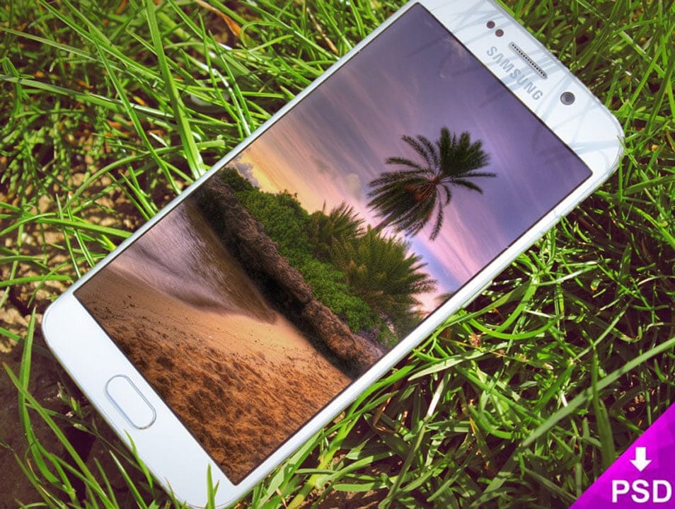 Samsung Galaxy S6 Edge Grass Mockup