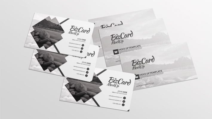 Top View Business Card Mockup