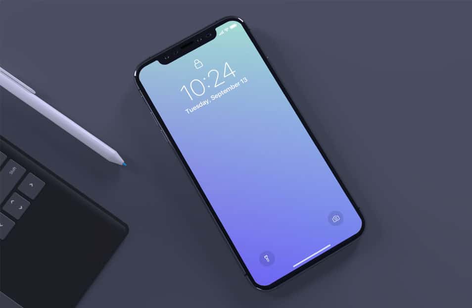 Top View of iPhone X Mockup